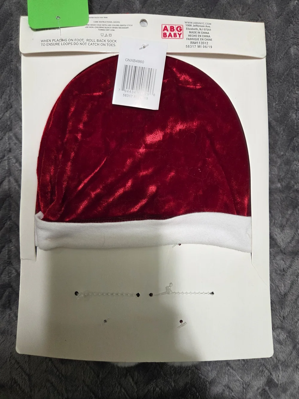 Rising Star Red & White Velvet Pom Hat with Striped Sock Set